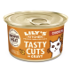 Lily's Kitchen Tasty Cuts in Gravy chicken cat food can, labeled proper meat, suitable for sterilised cats.