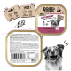 DOGS'n TIGER 'Abendbrot' Lamm mit Pastinake Nassfutterdosen, 67% Lamm-Kennzeichnung, 'Fleischgenuss', Bild eines lächelnden Hundes.