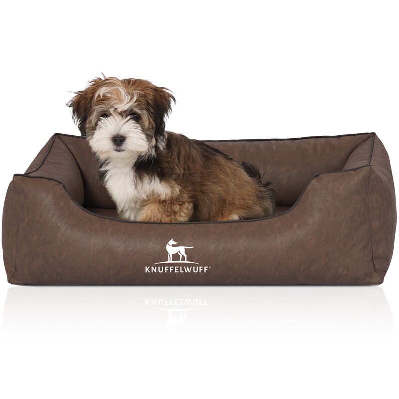 Knuffelwuff Hundebett Henderson aus marmoriertem Kunstleder braun M-L