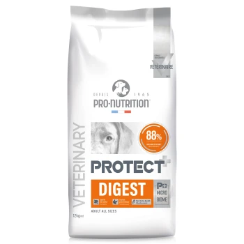 Sack Pro-Nutrition Veterinary Protect+ Digest Hundefutter, 12 kg, 88 % verdauliches Protein, für erwachsene Hunde.