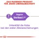 Bild eines Haustierfutterprodukts für sterilisierten Katzen ab 7 Jahren, mit dem Text, der angibt, dass es Katzen bei den ersten Anzeichen des Alterns unterstützt.