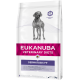 Torba karmy dla psów Eukanuba Veterinary Diets Dermatosis FP, z sylwetką szarego psa, rozmiar 5kg i tekstem o wsparciu dietetycznym dla funkcji skóry.