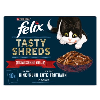 Felix Tasty Shreds 10x80g Geschmacksvielfalt vom Land