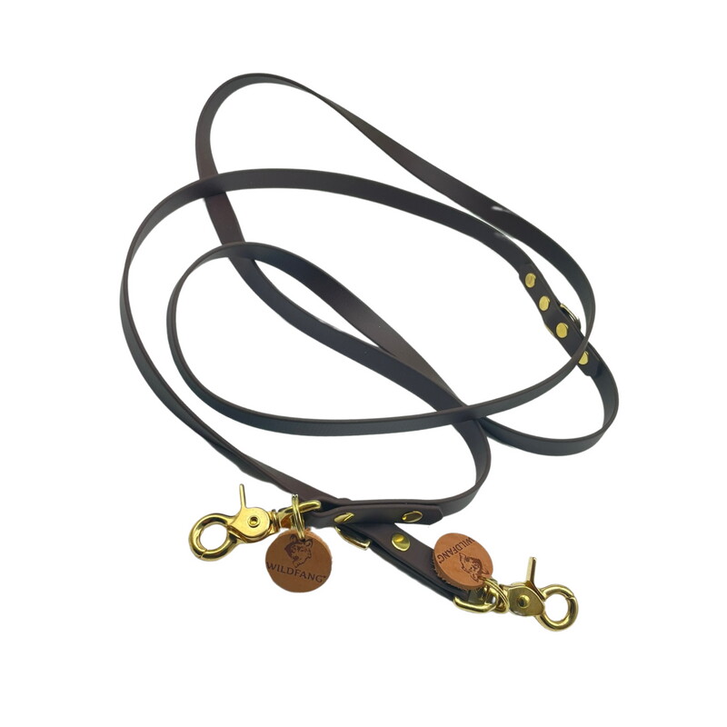 Wildfang Hundeleine "Naturgeflüster" aus U.S. Biothane und Lederbutton mit Wildfang Logo (19 mm breit / 2,30 m lang)