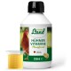 250ml Flasche Hühner Land Hühner Vitamine für Hühner, mit einem Messbecher und einem Huhn und Küken auf dem Etikett.
