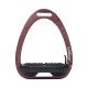 LeMieux Steigbügel in burgunderrot mit einer strukturierten schwarzen Fußplatte, entworfen für den Reitsport.