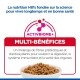 Bol de nourriture sèche pour animaux avec logo Hill’s ActivBiome+ et texte sur les fibres prébiotiques et les antioxydants pour la digestion et l'immunité.