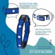 Blaues LED-Hundehalsband aus wasserdichtem Nylon, mit reflektierenden Elementen und einem stabilen Metallverschluss, geeignet für alle Hundgrößen.