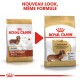 L'image montre deux sacs de nourriture pour chiens Royal Canin pour Teckels, mettant en avant un redesign de l'emballage avec le texte "NOUVEAU LOOK, MÊME FORMULE."
