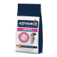 Un sac de nourriture pour chats Advance Veterinary Diets Urinary, étiqueté "Stérilisé - Faible en calories," avec une image de chat et une revendication de réduction des cristaux urinaires.