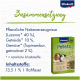 Vitakraft Pellets Verpackung mit zwei Meerschweinchen, mit Zutatenangaben: 40% Luzerne, 10% Getreide, 2% getrockneter Topinambur.