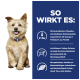Ein Hund sitzt vor einem blauen Hintergrund mit Text über die Vorteile von Haustierfutter wie Phosphorkontrolle und Omega-3 für die Nierengesundheit.
