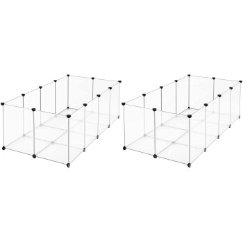 2er set L-XL Freigehege mit Bodenplatten weiß 1,43 m, 73 cm, 46 cm