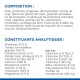 Emballage de nourriture pour animaux affichant la composition et les constituants analytiques, y compris des ingrédients comme des protéines de mouton déshydratées, du maïs et de la glucosamine.