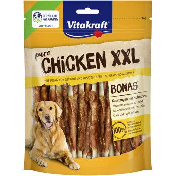 Bâtonnets à mâcher Vitakraft Pure Chicken XXL Bonas pour chiens, sans céréales, sans additifs, 100 % poulet maigre dans la teneur en viande.