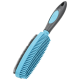 Brosse de toilettage pour animaux avec un manche bleu et noir, dotée de poils des deux côtés pour un démêlage et un toilettage efficaces.