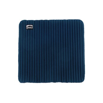 Marineblaues Haustiermatte mit vertikaler Rippstruktur und einem Eskadron-Logo in der oberen linken Ecke.