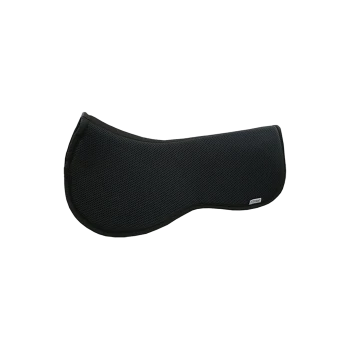 Schwarze Netzsattelunterlage mit konturiertem Design, entworfen für Komfort und Atmungsaktivität im Reitsport.