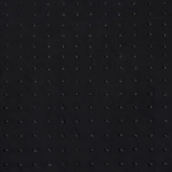 Nahaufnahme eines strukturierten schwarzen Stoffes mit kleinen erhabenen Punkten, wahrscheinlich verwendet für Haustierprodukte wie Betten oder Matten.