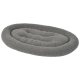 Graues ovales Haustierbett aus weichem Fleece-Material, mit einem gepolsterten Design für Komfort.