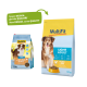 Zwei MultiFit-Hundefutterbeutel: links "Light mit Geflügel & Reis," rechts "Light Adult Huhn mit Reis," beide 12 kg, mit dem Hinweis "Neues DESIGN, gleiche QUALITÄT."