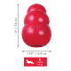 Rotes KONG Classic Kleinhundspielzeug, 3″ x 1.75″, mit eingeprägtem „KONG“, Größenangabe S (≤20 lb / ≤9 kg) und Hundesilhouette.