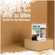 Eine Produktbox mit der Aufschrift "Schützt vor Mardern und anderen Wildtieren" auf einem beigen Hintergrund, die ein nicht-tödliches Marder-Abwehrmittel aus Hundehaar bewirbt.