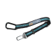 Kurgo Hundesicherheitsgurt mit einem schwarzen Riemen und türkisfarbenen Akzenten, mit einem Metallclip und einer Schnalle für eine sichere Befestigung.