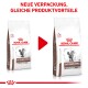 Zwei Säcke Royal Canin Gastrointestinal Katzenfutter mit neuer Verpackung, die "NEUE VERPACKUNG, GLEICHE PRODUKTVORTEILE" liest.