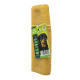Ein gelbes Hundekauspielzeug mit einem Etikett, das einen Rottweiler zeigt, gekennzeichnet als "XXL Größe" und hebt seine natürlichen Zutaten und Haltbarkeit hervor.