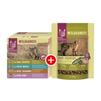 Kit d’alimentation mixte WILDERNESS Adult True Country 300 g + 4 x 100 g Multipack