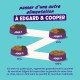 Quatre gamelles pour chiens étiquetées Jour 1–4 (25 %, 50 %, 75 %, 100 %) sur une infographie en français avec l'en-tête « À EDGARD & COOPER ».