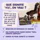 Chat sur une cuisinière regardant dans une casserole à côté du titre français « QUE SIGNIFIE 'VRAI', EN VRAI ? » à propos de la vraie dinde et du canard.
