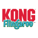 Logo KONG rouge avec logotype 'Flingaroo' en vert et bleu sur fond blanc.