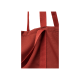Nahaufnahme einer roten Stofftasche mit stabilen Griffen, die die Textur und Nähdetails zeigt.