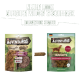 Zwei Purina Adventuros Hundeleckerlipackungen mit der Aufschrift "Nuggets" und Wildschweingeschmack; links ist das ältere Design, rechts das neue.