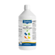 Weiße Flasche mit der Aufschrift „Canina PETVITAL BIO FRESH & CLEAN KONZENTRAT“, Tierreiniger mit bunten Tier-Icons