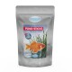 Pond Sticks Fischfutterverpackung mit einem orangefarbenen Goldfisch auf einem Wasserhintergrund, mit der Aufschrift "POND STICKS" und "Futter für alle Teichfische."