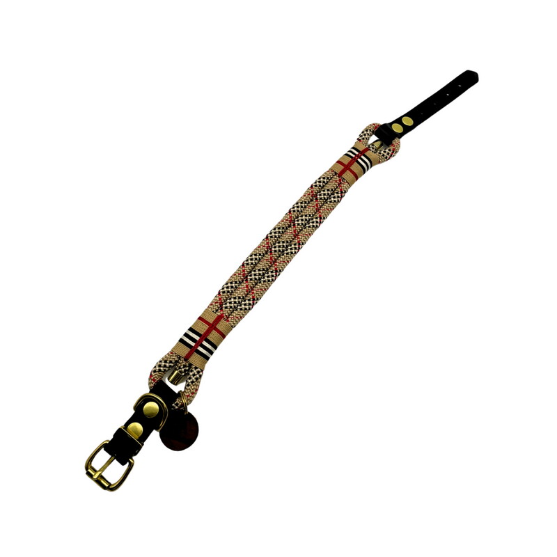 Wildfang Hundehalsband "Parkgeflüster" aus Tau und Nylon Takelung schwarz/ beige/ rot M