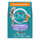 Purina ONE Katzenfutterverpackung mit einer grauen Katze, gekennzeichnet mit 'Fell & Haarball' mit deutschem Text über Gesundheitsvorteile und Inhaltsstoffe.
