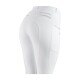 Weiße Reitleggings mit einer taillierten Passform, mit einem Logo auf der Rückseite und mehreren Taschen.