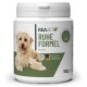 Behälter mit REAVET+ Ruhe Formel Pulver für Hunde, mit einem glücklichen Hund auf dem Etikett, mit "MADE IN GERMANY" und 100g Gewicht.