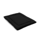 Schwarzes Haustierbett mit gerippter Textur, mit einer plüschigen Oberfläche und einem umrandeten Design, ideal für den Komfort von Haustieren.