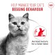 Grey cat with headline Help manage your cat's begging behaviour and icon text Aerated texture for a fuller bowl