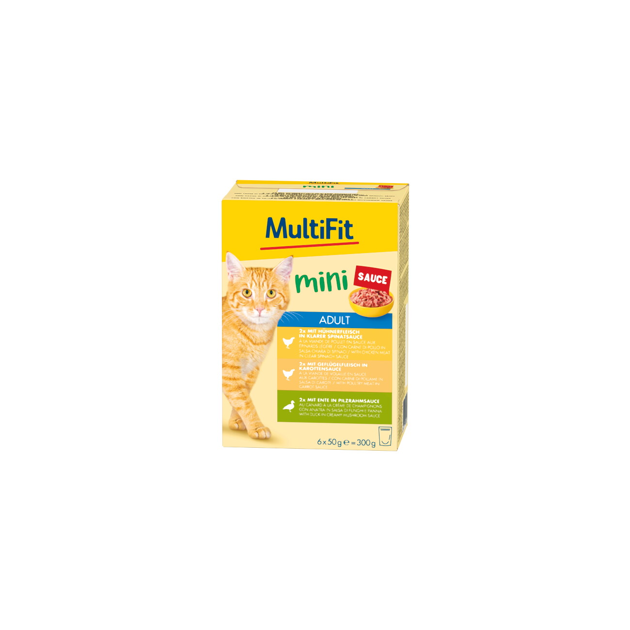 MultiFit Mini Nassfutter Katze Adult, Multipack Sauce Geflügel 6x50 g