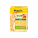 Katzenfutterpackung mit einer orangefarbenen Katze, gekennzeichnet "MultiFit mini SAUCE ADULT," mit Huhn, Geflügel- und Entengeschmack. 6 Packungen, insgesamt 300g.