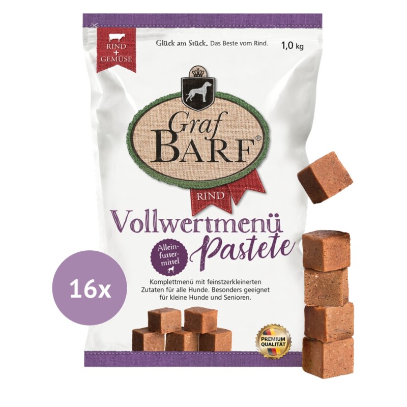 Graf Barf Vollwertmenü Pastete Rind 16x1kg