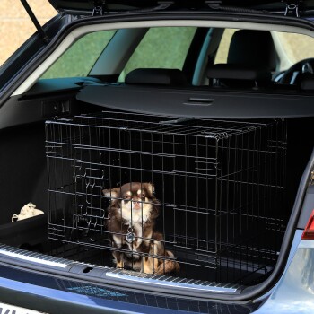 PawHut hondenbench, voor grote honden tot 30 kg en 60 cm, 98 x 58 x 61 cm, grijs