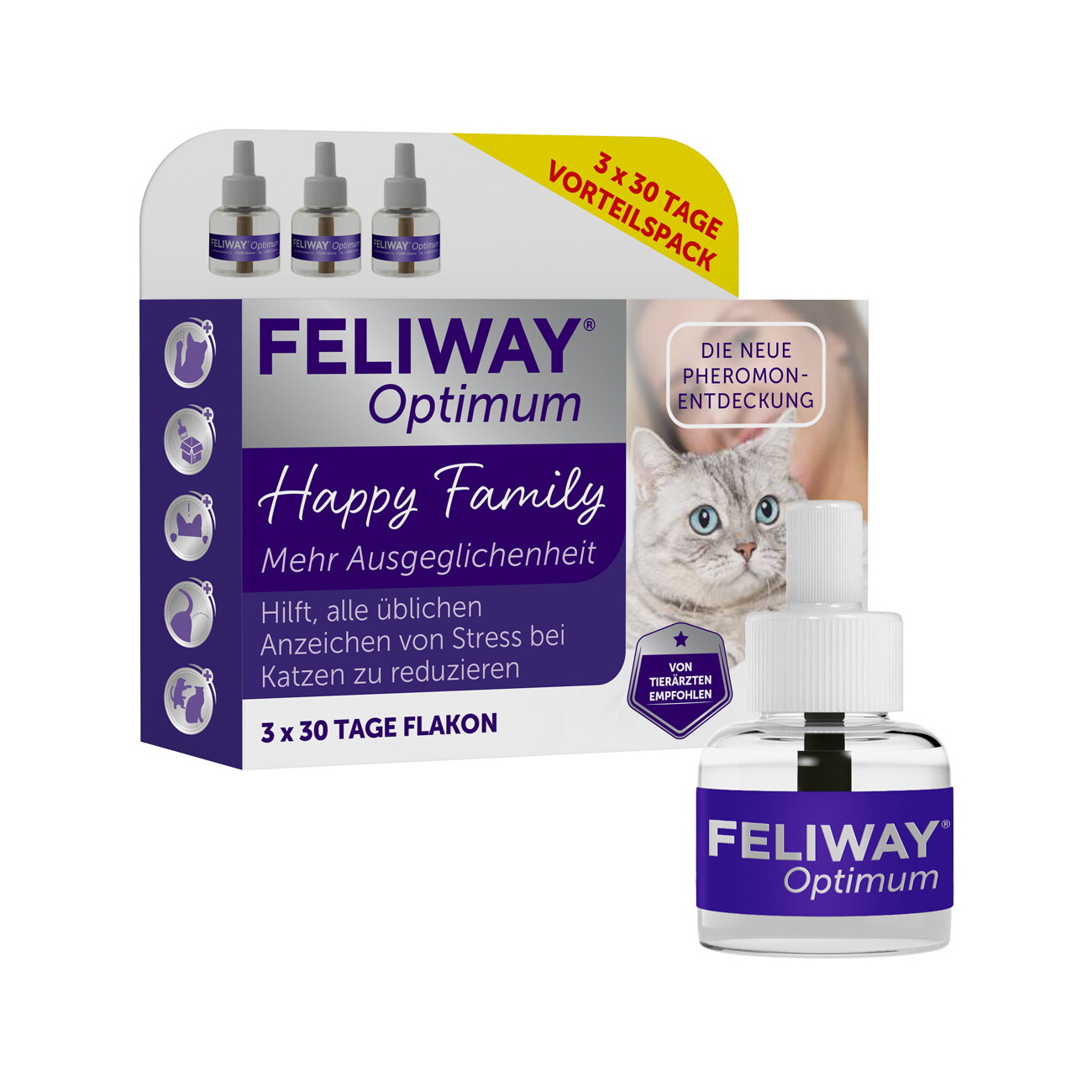 Feliway Optimum Nachfüllflakon Vorteilspack f.Kat. 3x48 ml Lösung für einen Vernebler - Image 2