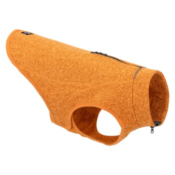 Oranger Haustiersweater mit einem Reißverschluss, entworfen für Hunde, mit einem gemütlichen, strukturierten Stoff.